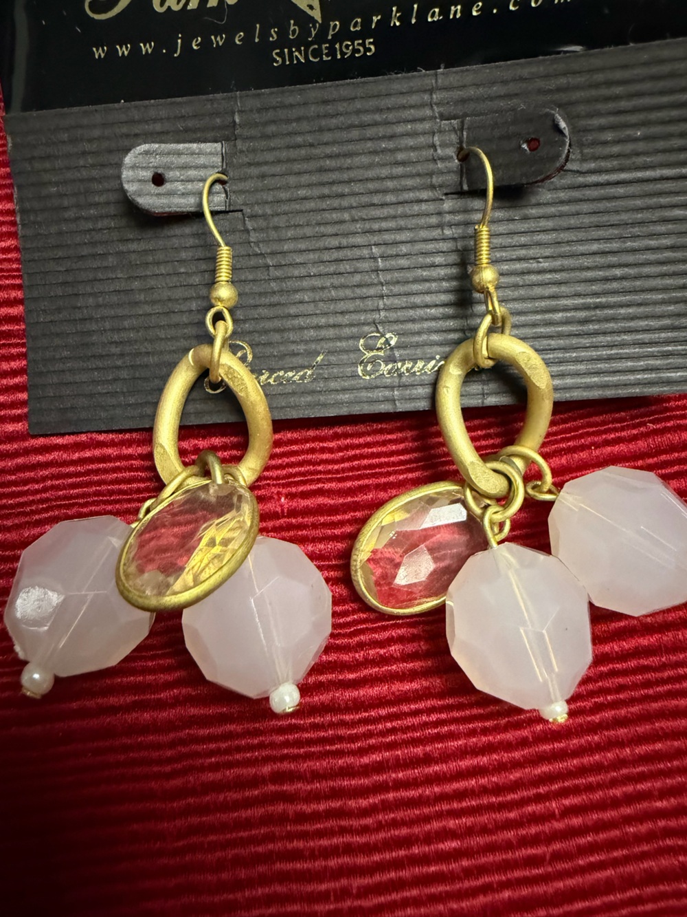 Park Lane Pink & Gold Beaded Dangle Earrings Retired